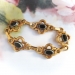 Antique Agate Gold Bracelet Victorian 1890's Engraved Black White Cabochon Banded Agate 18k Yellow Gold Knot Charm Bracelet 7.5' Wrist