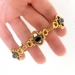 Antique Agate Gold Bracelet Victorian 1890's Engraved Black White Cabochon Banded Agate 18k Yellow Gold Knot Charm Bracelet 7.5' Wrist