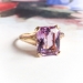 Retro Vintage Rose de France Amethyst Soitaire February Birthstone Ring 10K Yellow Gold