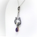 Antique Victorian Pear Amethyst, Seed Pearl And Old Diamond Pendant 14K and Silver