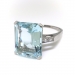 Vintage Aquamarine Diamond Ring Retro 1940's 9.76ct t.w. Emerald Cut Birthstone Wedding Cocktail Engagement Ring 14k White Gold