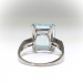 Vintage Aquamarine Diamond Ring Retro 1940's 9.76ct t.w. Emerald Cut Birthstone Wedding Cocktail Engagement Ring 14k White Gold