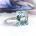 Vintage Aquamarine Diamond Ring Retro 1940's 9.76ct t.w. Emerald Cut Birthstone Wedding Cocktail Engagement Ring 14k White Gold