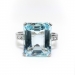 Vintage Aquamarine Diamond Ring Retro 1940's 9.76ct t.w. Emerald Cut Birthstone Wedding Cocktail Engagement Ring 14k White Gold