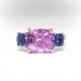 Cushion Sapphire Diamond Ring Estate 7.42ct t.w. Sideways Set Paulo Costagli Push Present Engagement Birthstone Wedding Ring Platinum