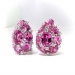 Estate Sapphire Diamond Earrings Vintage 1990's 16.33ct t.w. Pink Sapphire Diamond Cluster Statement Wedding Earrings 18k White Gold