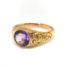 Antique Amethyst Ring Circa 1900's 2.53ct Bezel Set Art Nouveau Vintage Hand Engraved Chased Men's Wedding Band Thumb Ring 14k Yellow Gold