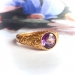 Antique Amethyst Ring Circa 1900's 2.53ct Bezel Set Art Nouveau Vintage Hand Engraved Chased Men's Wedding Band Thumb Ring 14k Yellow Gold