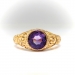 Antique Amethyst Ring Circa 1900's 2.53ct Bezel Set Art Nouveau Vintage Hand Engraved Chased Men's Wedding Band Thumb Ring 14k Yellow Gold