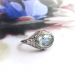 Art Deco Aquamarine Ring Vintage 1930's 1.10ct Oval East West Sideways Set Filigree Birthstone Engagement Ring Something Blue 14k White Gold