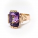 Antique Amethyst Diamond Ring Victorian 1870's 5.28ct t.w. Inlayed Rose Cut Rose Bud Floral Motif Birthstone Statement Ring 10k Rose Gold