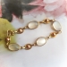 Vintage Moonstone Cabochon Bracelet Retro 1950's 23.06ct t.w. Bezel Set Bangle Stacking Charm Bracelet 10k Rose Gold Yellow Gold 7' Wrist