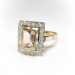 Estate Morganite and Diamond Halo Ring 18K Yellow And White Gold