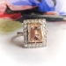 Estate Morganite and Diamond Halo Ring 18K Yellow And White Gold