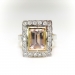 Estate Morganite and Diamond Halo Ring 18K Yellow And White Gold