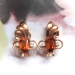 Vintage Citrine Diamond Pierced Earrings 4.15ct t.w. Mid-Century 18k Yellow Gold Platinum