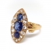 Victorian Sapphire Diamond Ring Antique 1890's 1.34ct t.w. Blue Sapphire Rose Cut Diamond Vintage Navette Birthstone Ring 18k Yellow Gold