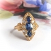 Victorian Sapphire Diamond Ring Antique 1890's 1.34ct t.w. Blue Sapphire Rose Cut Diamond Vintage Navette Birthstone Ring 18k Yellow Gold