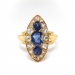 Victorian Sapphire Diamond Ring Antique 1890's 1.34ct t.w. Blue Sapphire Rose Cut Diamond Vintage Navette Birthstone Ring 18k Yellow Gold