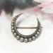 Antique Victorian Pearl And Rose Cut Diamond Crescent Moon Pin 10K Silver