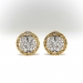 Estate Diamond Euro Back Stud Earrings 1990's .88ct t.w. Hand Engraved Two Tone Vintage Statement Earrings 18k Yellow White Gold