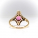 Antique Edwardian Pink Tourmaline, Pearl and Rose Cut Diamond Ring 18K Platinum