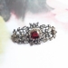 Antique Victorian Garnet and Old Mine Cut Diamond Brooch Silver Over 18K