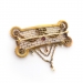 Antique Victorian Ruby Pearl Bow Swag Brooch 18K Yellow Gold