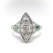 Art Deco Engagement Ring Vintage 1920's 2.22ct t.w. Green Emeralds Emerald Cut Step Cut Trapezoid Wedding Anniversary Cocktail Ring Platinum