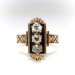 Antique Rose Cut Diamond Enamel Ring Victorian 1890s .24ct t.w. Three Stone Black Enamel Mourning Vintage Navette Ring 14k Yellow Rose Gold