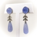 Vintage Chalcedony Diamond Earrings 1940's 27.11ct t.w. Periwinkle Cabochon Rose Cut Diamond Large Drop Chandelier Earrings 14k White Gold