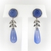 Vintage Chalcedony Diamond Earrings 1940's 27.11ct t.w. Periwinkle Cabochon Rose Cut Diamond Large Drop Chandelier Earrings 14k White Gold