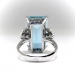 Art Deco Emerald Cut Aquamarine and Diamond Cocktail Statement Ring 18K White Gold