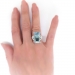 Art Deco Emerald Cut Aquamarine and Diamond Cocktail Statement Ring 18K White Gold