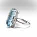 Art Deco Emerald Cut Aquamarine and Diamond Cocktail Statement Ring 18K White Gold