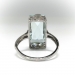 Art Deco Tall Rectangular Mixed Cut Aquamarine Solitaire Ring 14K White Gold