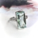 Art Deco Tall Rectangular Mixed Cut Aquamarine Solitaire Ring 14K White Gold