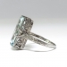 Art Deco Tall Rectangular Mixed Cut Aquamarine Solitaire Ring 14K White Gold