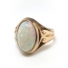 Antique Art Nouveau Oval Opal Solitaire Ring 12K Yellow Gold