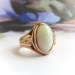 Antique Art Nouveau Oval Opal Solitaire Ring 12K Yellow Gold