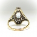 Art Deco Hexagonal Aquamarine and Diamond Filigree Two Tone Ring 14K