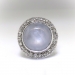 Art Deco Grey Star Sapphire and Diamond Halo Cocktail Ring 14K 