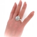 Art Deco Grey Star Sapphire and Diamond Halo Cocktail Ring 14K 