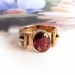 Antique Victorian 1800s Garnet Buckle Motif Ring 9K