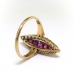 Edwardian Ruby Diamond Ring Antique 1.20ct t.w. Natural Ruby Old European Cut Navette Cocktail Statement Birthstone Ring 14k Yellow Gold