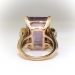 Large Vintage Emerald Cut Amethyst and Diamond Cocktail Statement Birthstone Ring 14K