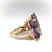 Large Vintage Emerald Cut Amethyst and Diamond Cocktail Statement Birthstone Ring 14K