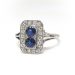 Edwardian Sapphire Diamond Ring Circa 1920's .85ct t.w. Antique Toi Et Moi Blue Sapphire Birthstone Something Blue Wedding Ring Platinum