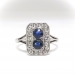 Edwardian Sapphire Diamond Ring Circa 1920's .85ct t.w. Antique Toi Et Moi Blue Sapphire Birthstone Something Blue Wedding Ring Platinum