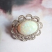 Edwardian Opal Diamond Brooch Pendant 1920's Antique 7.01ct t.w. Rose Cut Diamond Scalloped Statement Pin Necklace Platinum 14k Yellow Gold